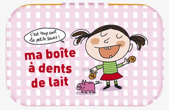 Bild av färgglad plåtburk för mjölktänder för barn