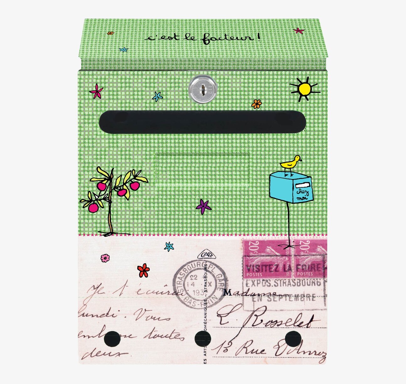 Bild av färgglad brevlåda med lekfull och charmig design