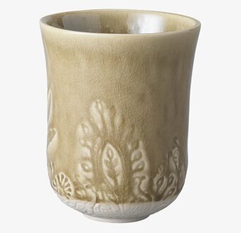 Bild av elegant mugg med sandfärgad arabesk design