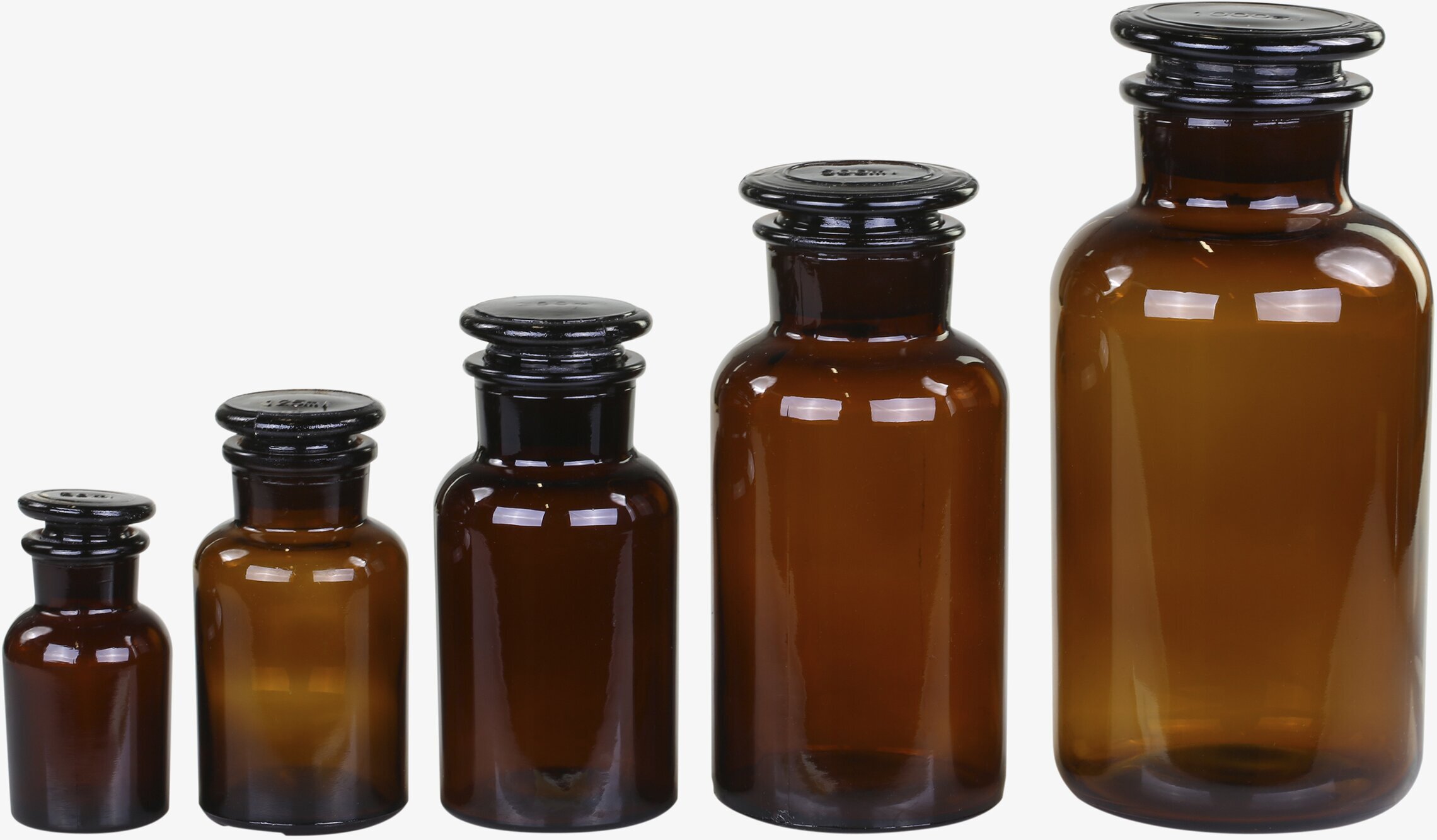 Franska Apotekarglas Set/5 Mocca från Chic Antique