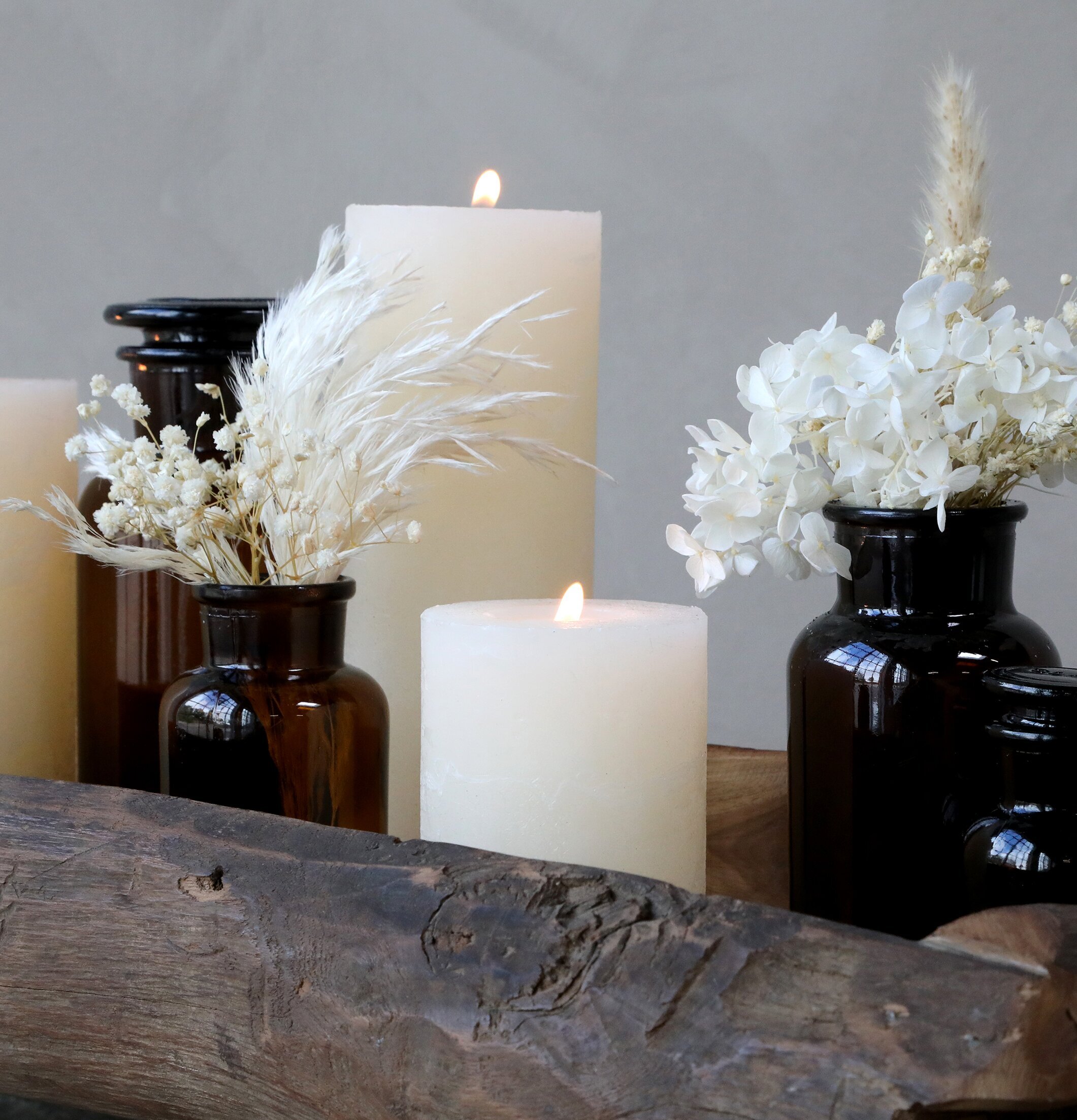 Franska Apotekarglas Set/5 Mocca från Chic Antique i trätråg