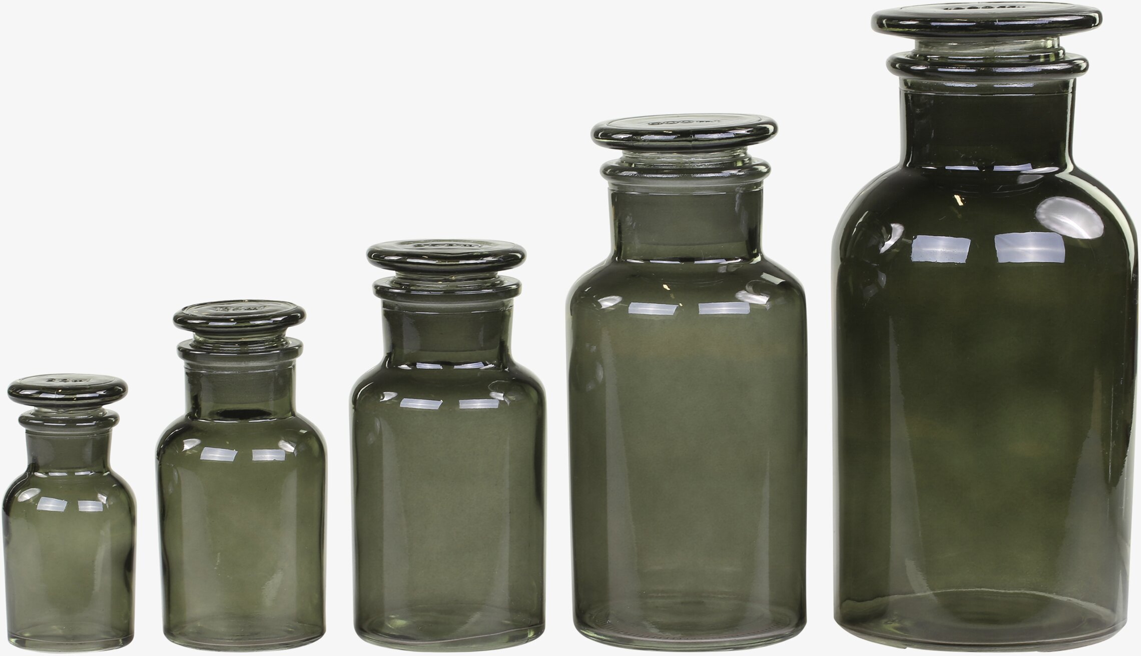 Franska Apotekarglas Set/5 Grå från Chic Antique