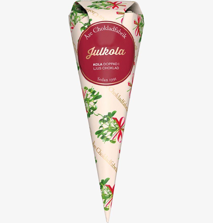 Julkola - Chokladstrut från Åre Chokladfabrik med mistlar