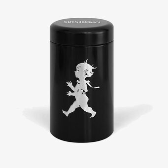 Bild av stilrent svart tändsticksrör med design