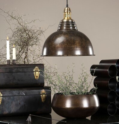 Bild av elegant heminredning med rustik industrikänsla