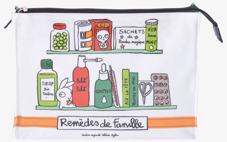 Bild av lekfull necessär med medicinska motiv