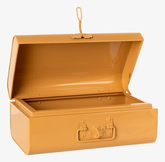 Bild av stilren och praktisk senapsgul koffert