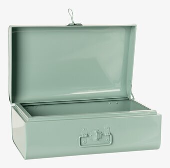 Foto av mintgrön koffert med stil och funktionalitet