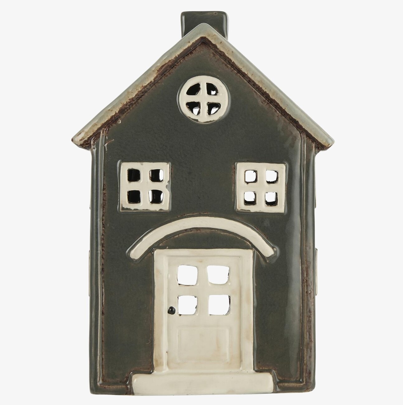 Bild av dekorativ ljuslykta formad som liten husfasad