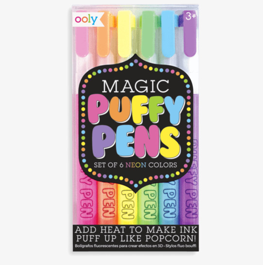 Magic Neon Puffy Pens från Ooly i genomskinlig förpackning