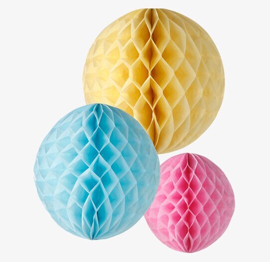 Honeycombs Pastell från Talking Tables i gula, blå och rosa