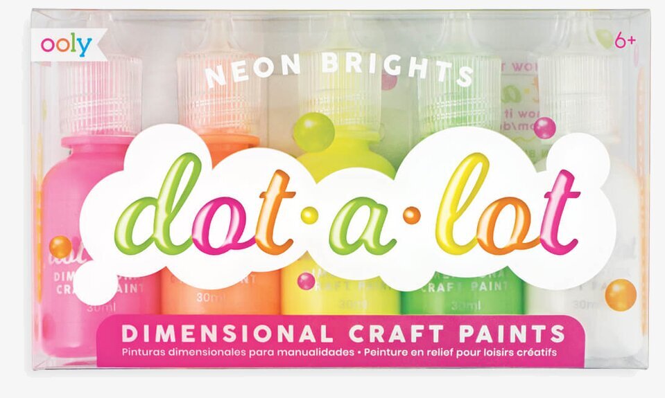 Dot-A-Lot Craft Paint – Neon från Ooly i genomskinlig förpackning