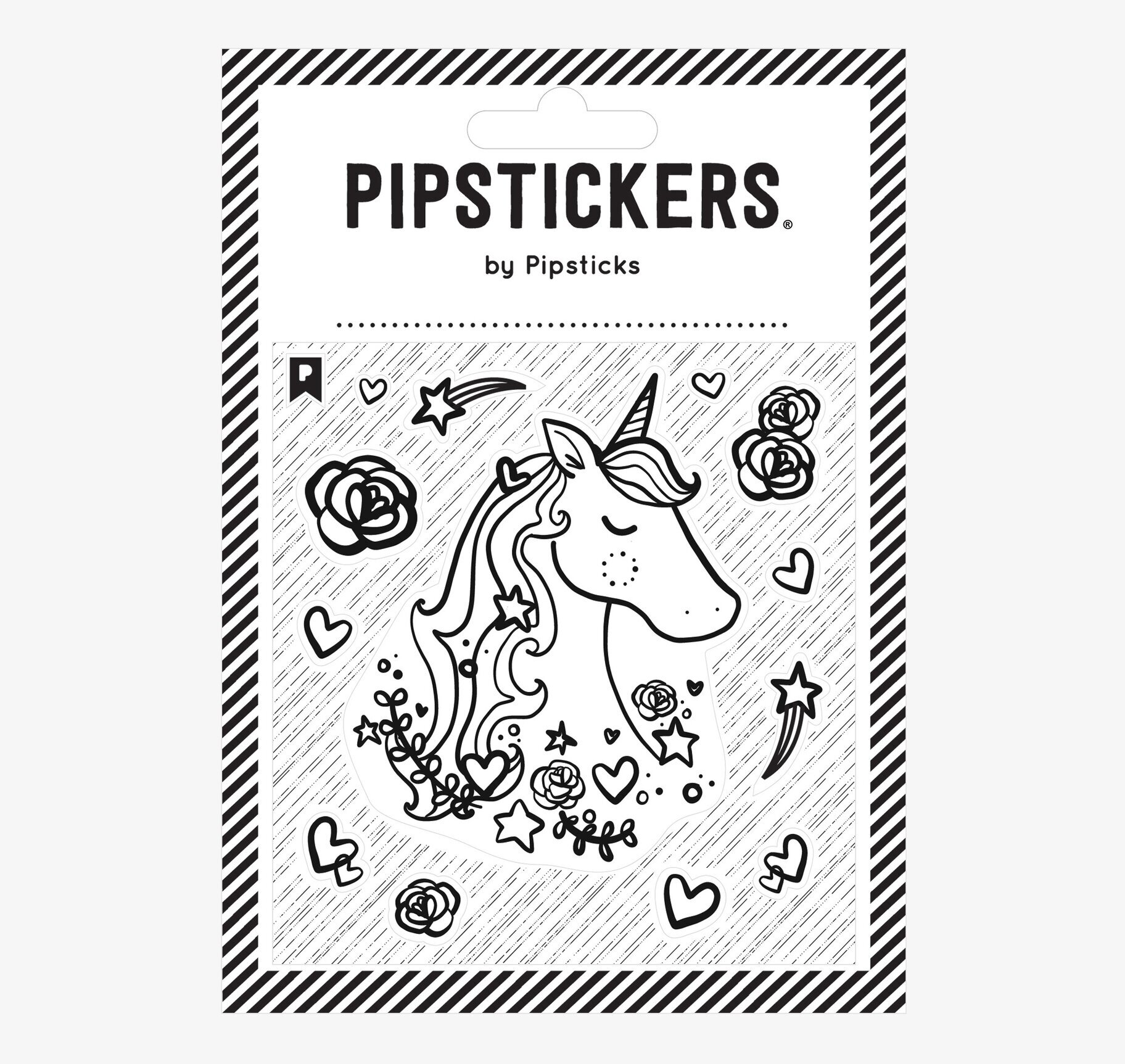 Color-in Unicorn – Stickers från Ooly, svartvita klistermärken