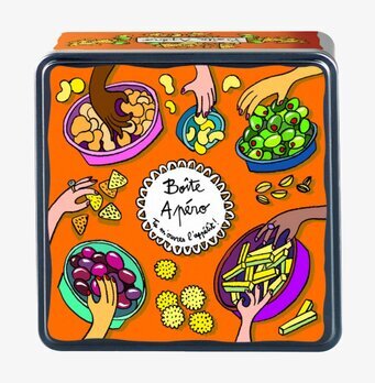 Bild av färgstark förpackning med snacks och gemenskap