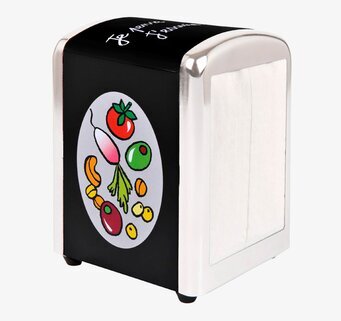 Foto av färgglatt servettställ med retroinspirerad design