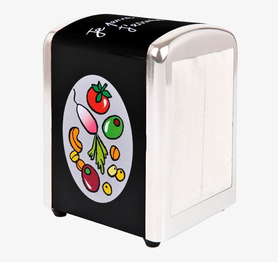 Foto av färgglatt servettställ med retroinspirerad design