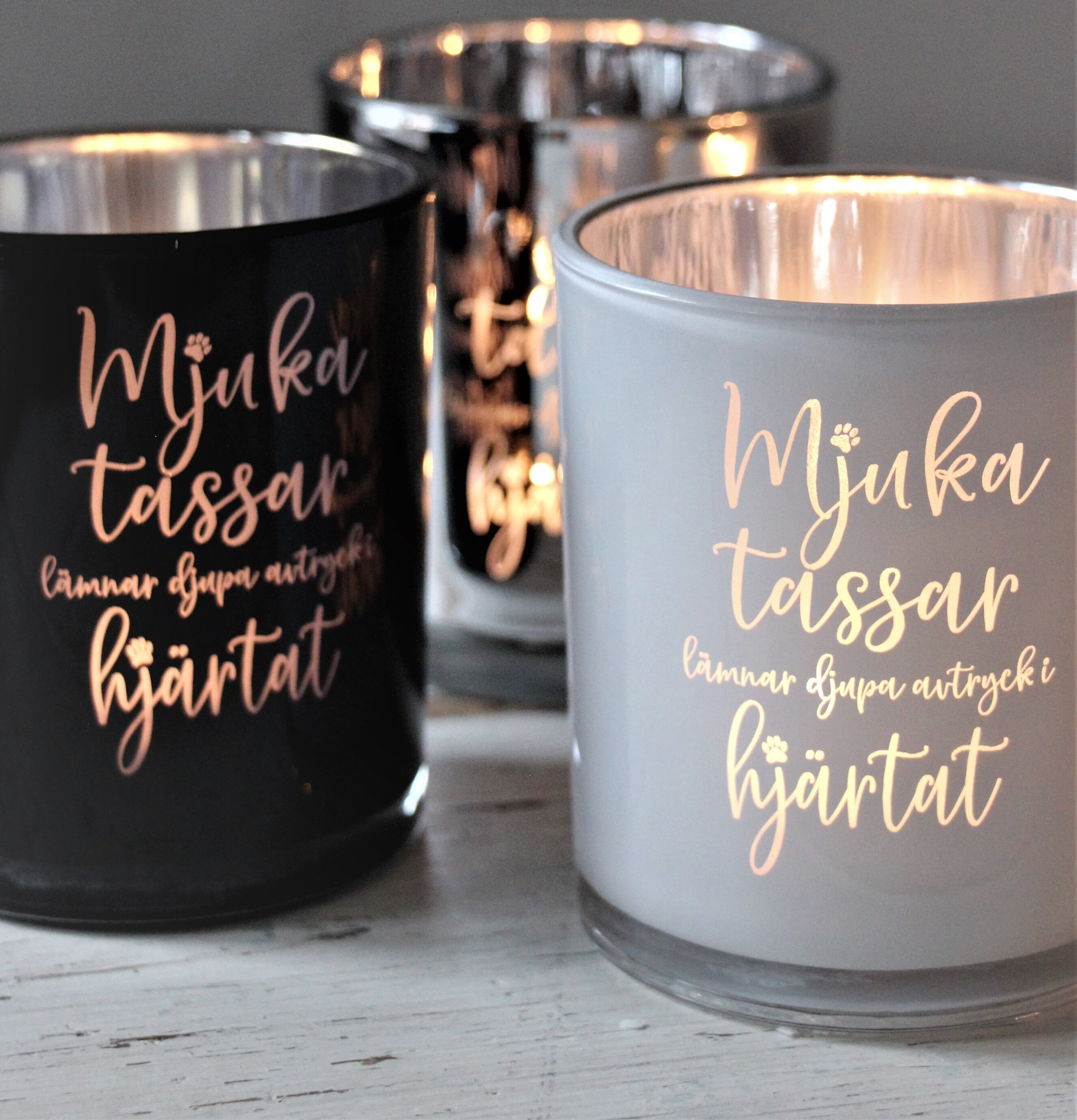 Tre Ljuslykta Mjuka Tassar Silver från Majas Cottage