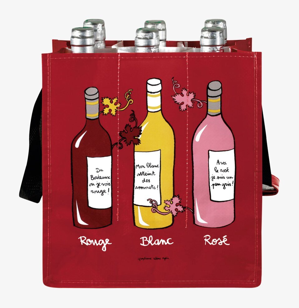 Vinväska Röd från Derriére la porte med illustrationer