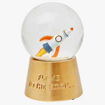 Bild av snöglob med rymdtema och mystisk design