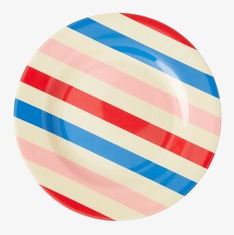 Bild av färgglad assiett med diagonala ränder