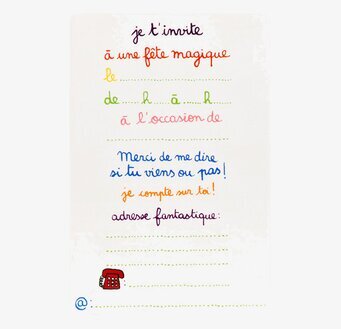 Bild av lekfullt inbjudningskort med färgglad design