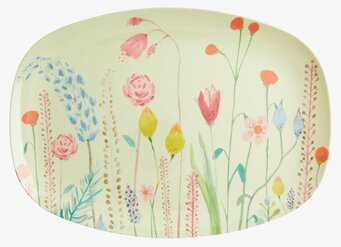Bild av rektangulär tallrik med blommigt mönster