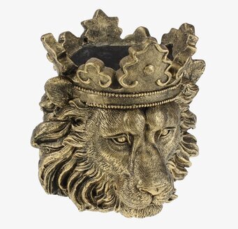 Bild av en detaljrik kruka med lejonhuvud och krona