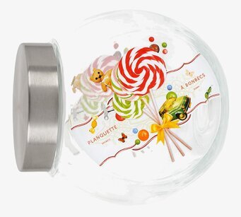 Bild av livfull glasburk med färgglada detaljer