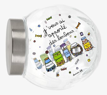 Bild av glasburk med färgglad och festlig design