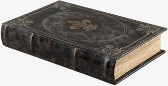 Bild av dekorativ och funktionell boklåda i mörkbrunt