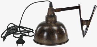 Bild av rustik lampa med antikbrun finish och klämma