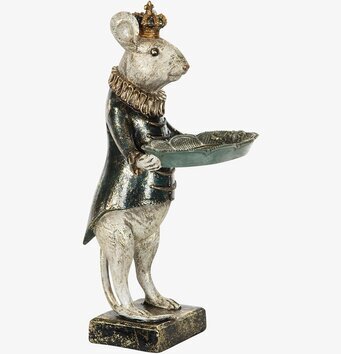 Bild av en kunglig musfigur med dekorativt fat