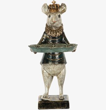 Bild av unik musfigur i kunglig dräkt med fat