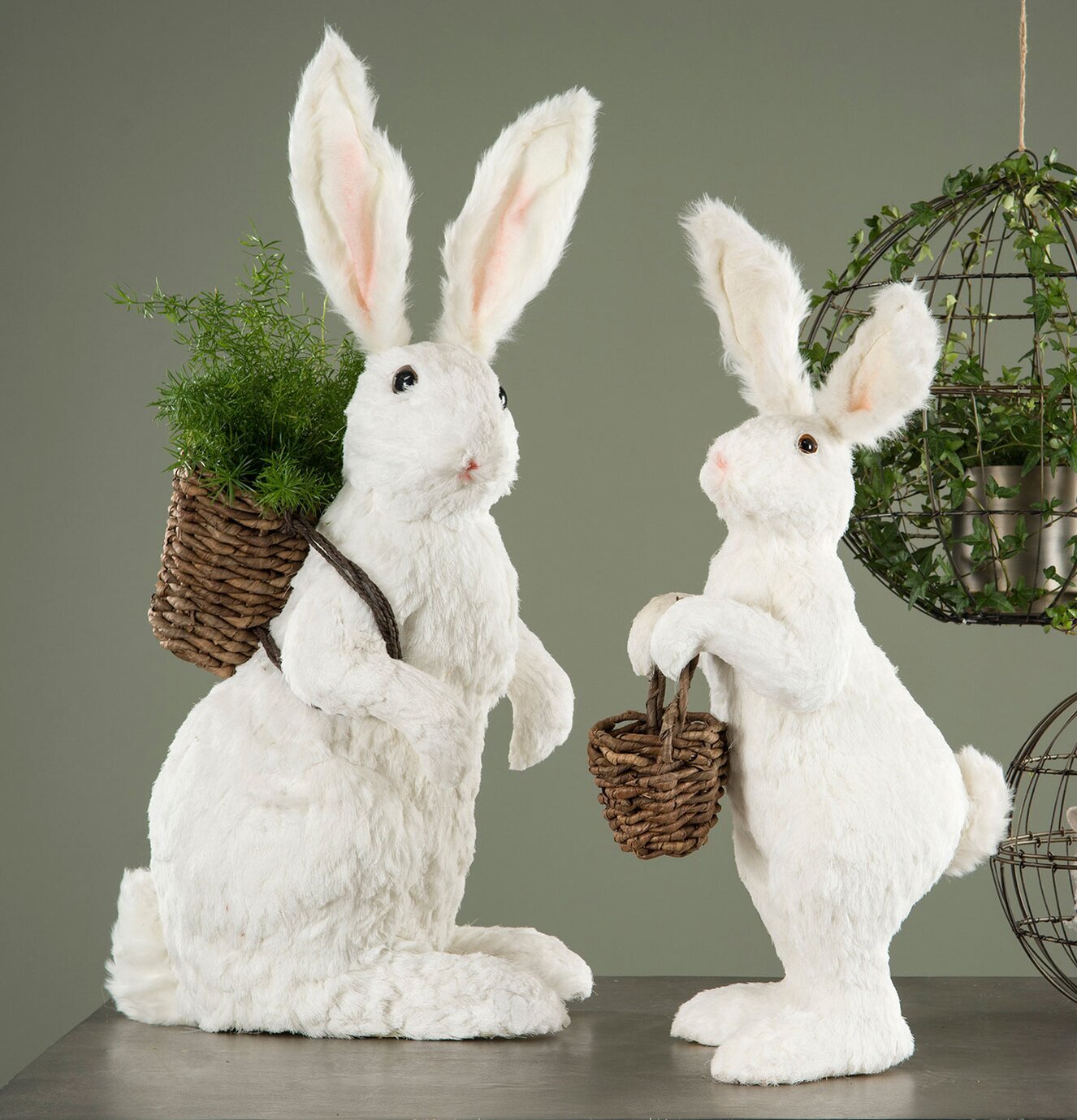 Hare Med Korg Vit 75 Cm från A Lot Decoration, vit hare