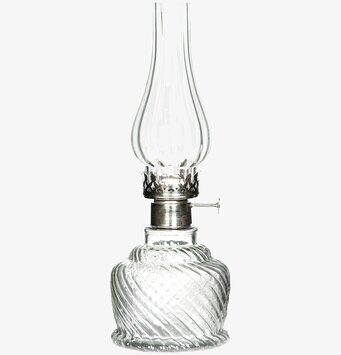 Bild av elegant ljuslykta i glas med silverdetaljer