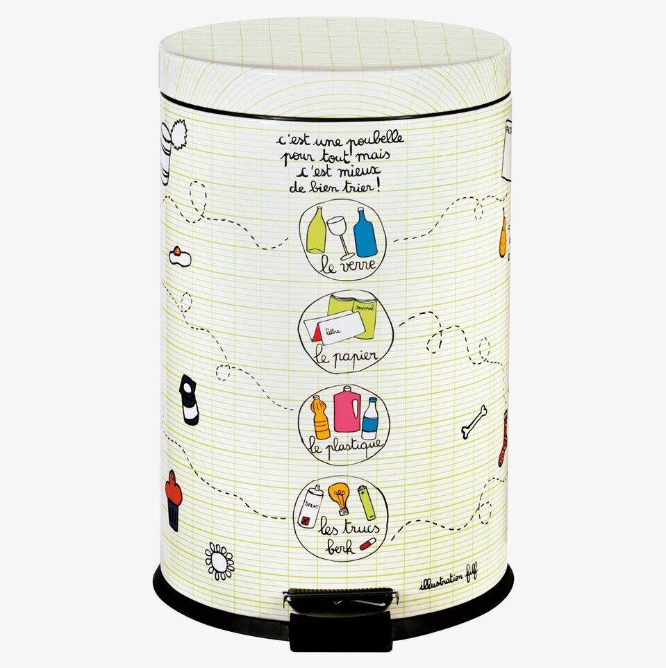 Pedalhink ljusbeige från Derriére la porte med sorteringsmotiv