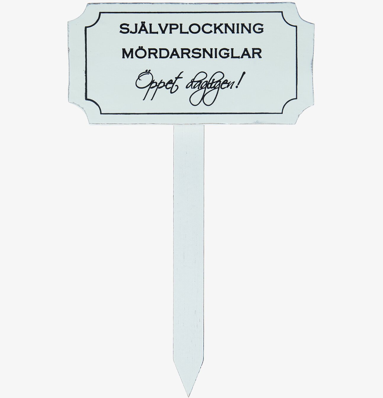 Bild av humoristisk trädgårdsskylt med snigeltema