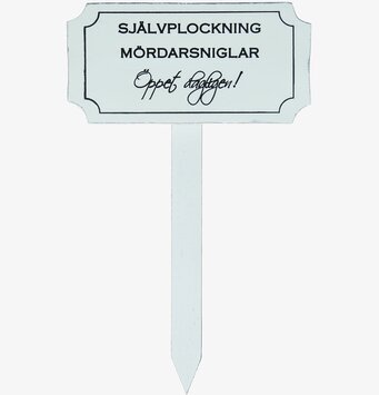 Bild av humoristisk trädgårdsskylt med snigeltema