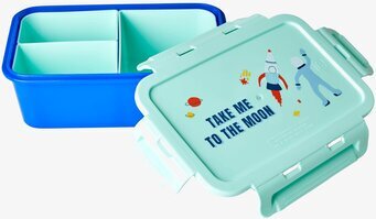 Bild av lunchlåda med rymdmotiv och praktiska fack