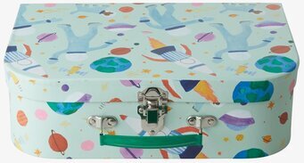 Foto av lekfull väska med rymdtema och mintgrön färg