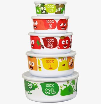 Bild av färgglada stapelbara förvaringsburkar i köket