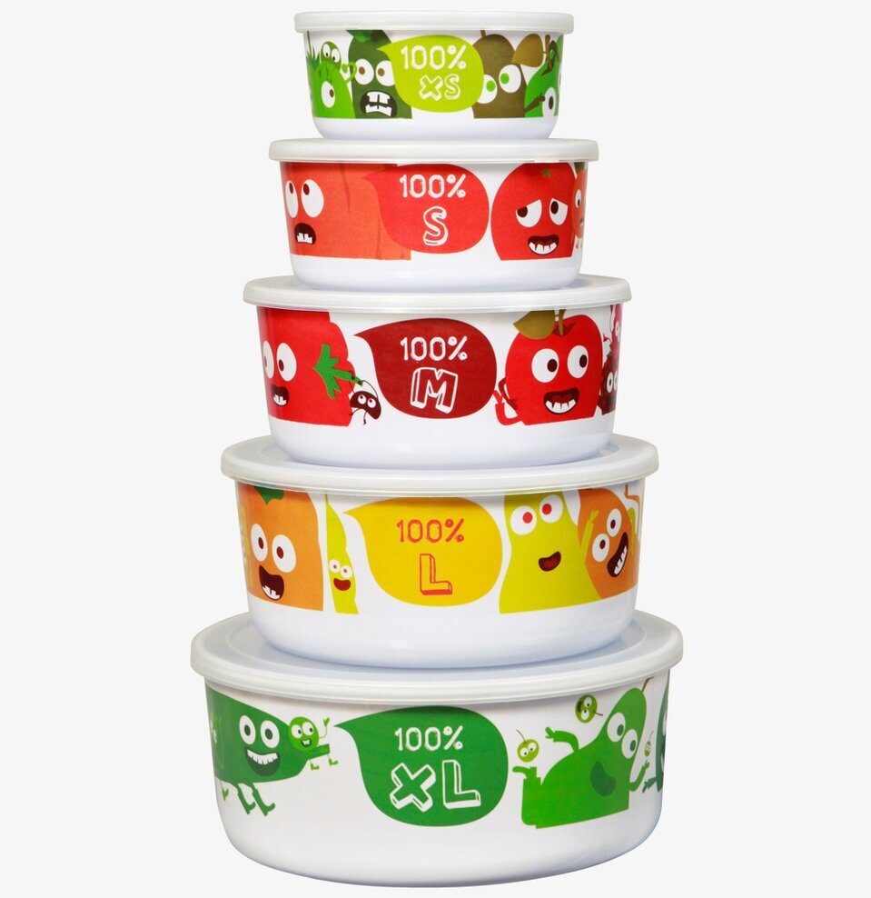 Bild av färgglada stapelbara förvaringsburkar i köket