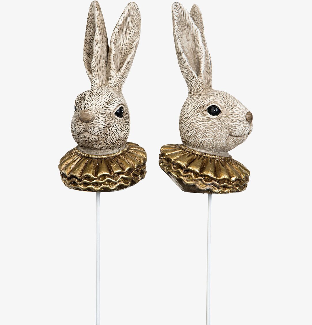 Kaninhuvud Stick Poly från A Lot Decoration, två kaniner