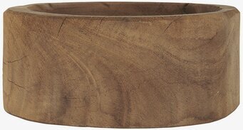 Foto av en unik träskål med rustik och naturlig känsla