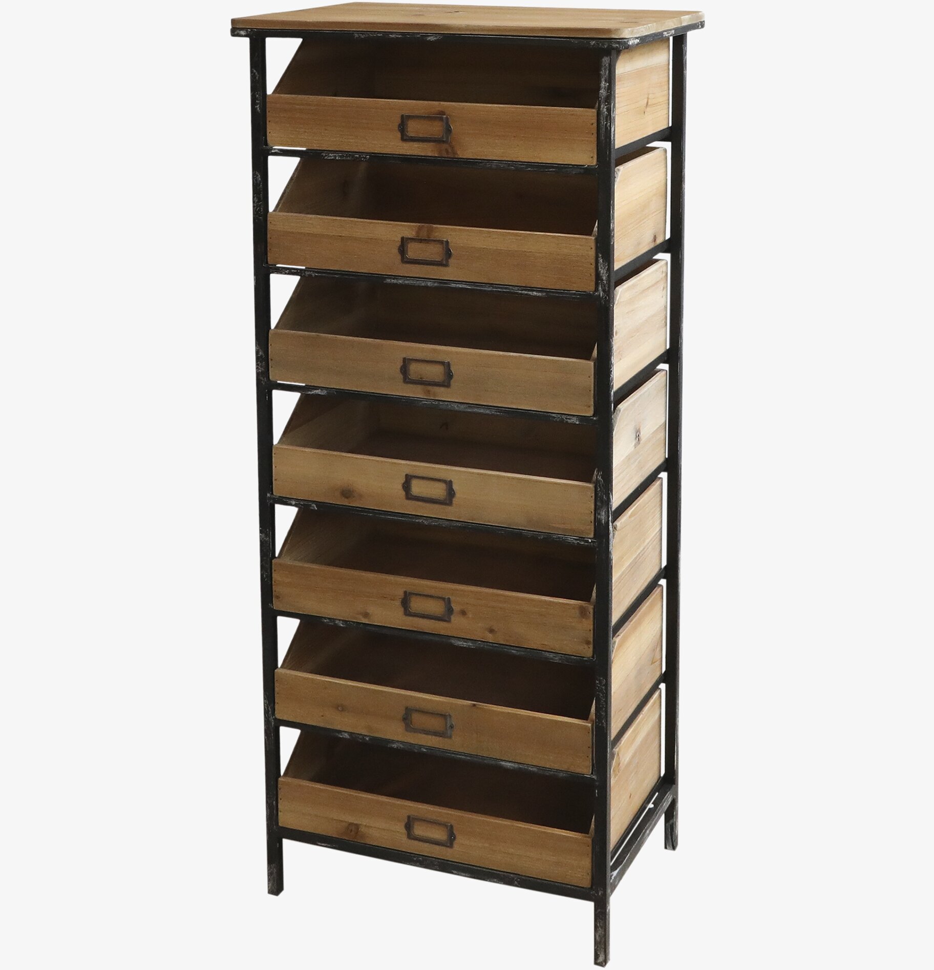 Bild av elegant skåp med sju lådor och rustik charm