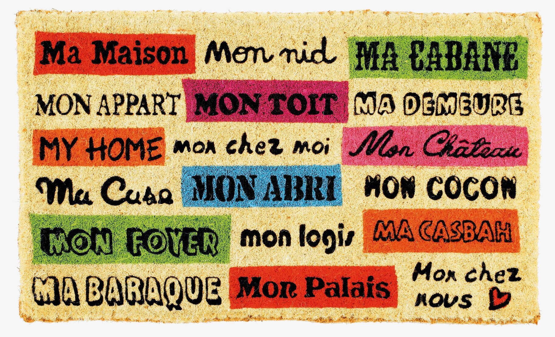 Bild av dörrmatta med hemtrevlig och färgglad design