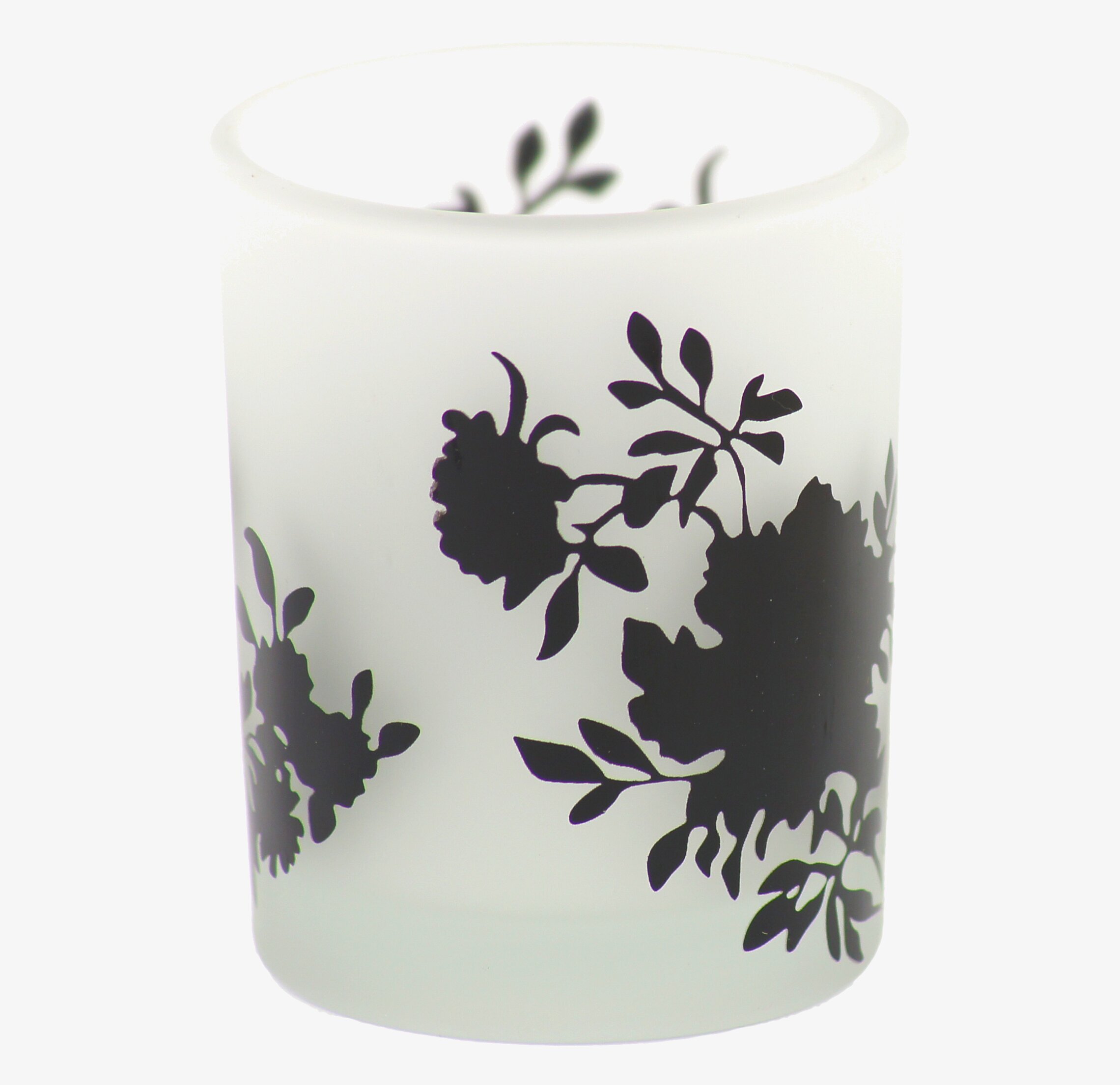 Bild av elegant ljuslykta med blommönster i svart