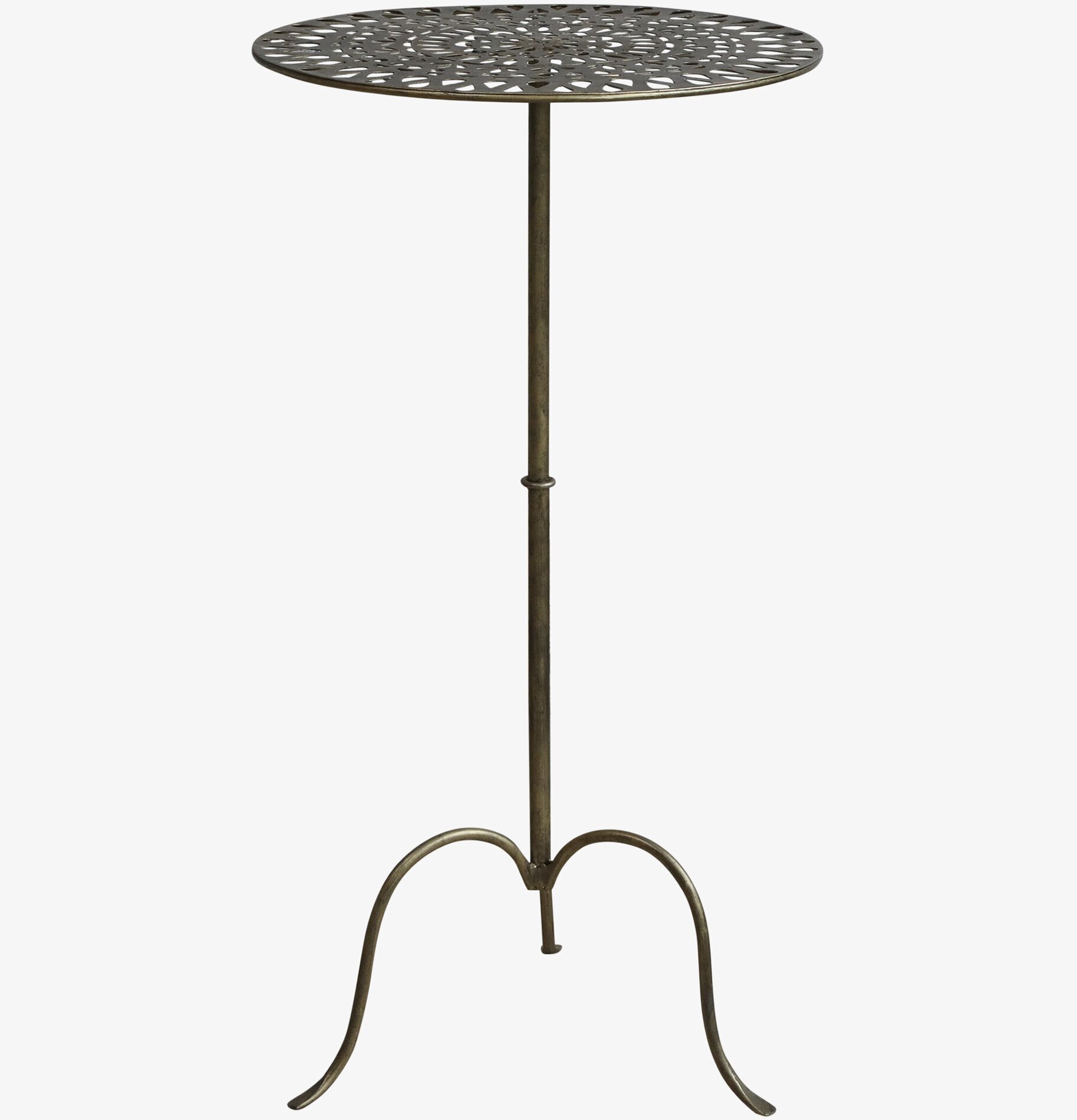 Runt Bord Antik Mässing från Chic Antique med perforerat mönster