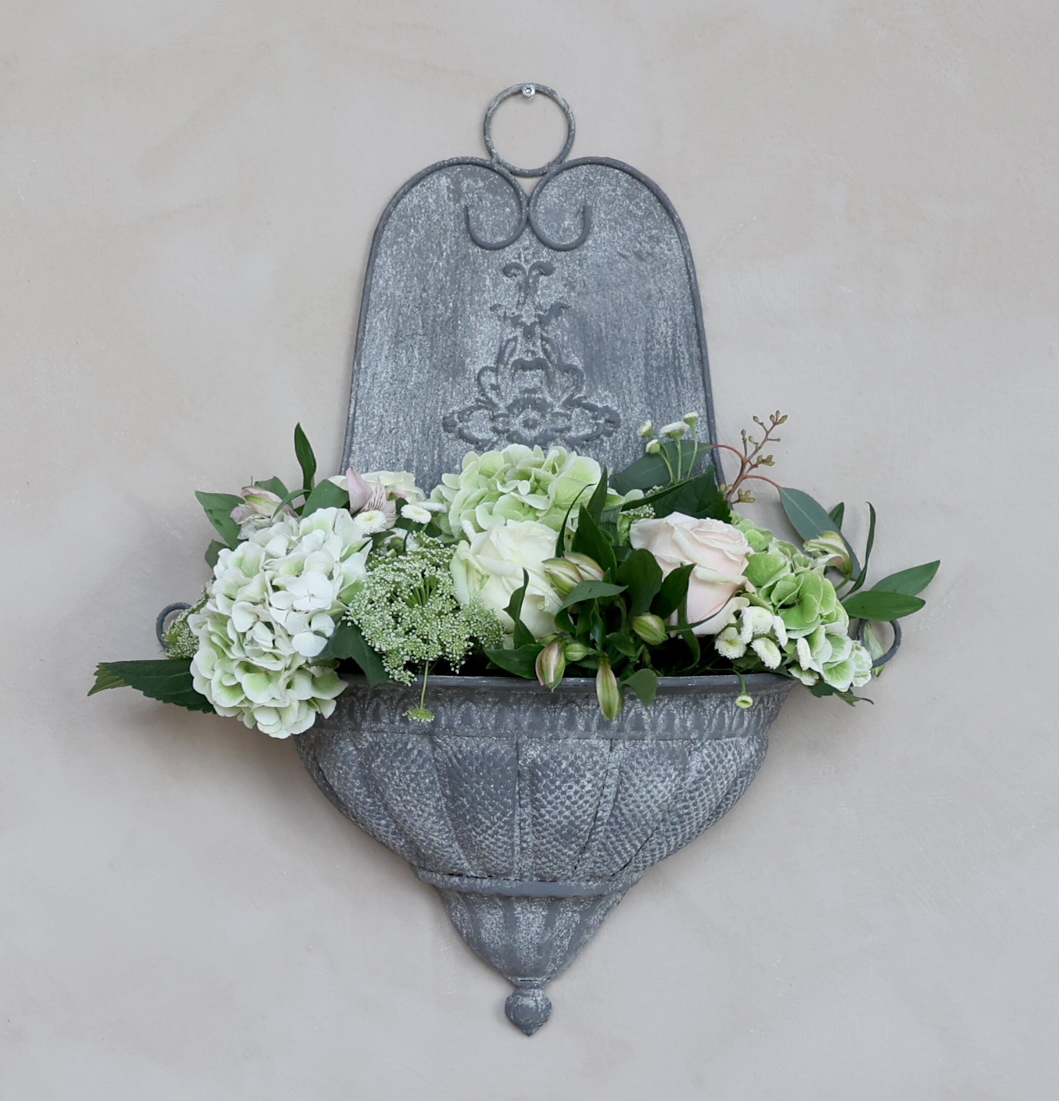 Fransk Ampel Antique Zink från Chic Antique med blommor