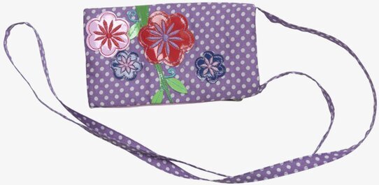 Mobilväska Lila från Rice med prickar och broderade blommor